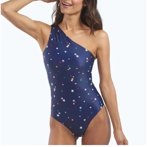 Summersalt 8 Navy Scatter Star Sea Ruched Sidestroke One Piece Swimsuit - Picture 2 of 6